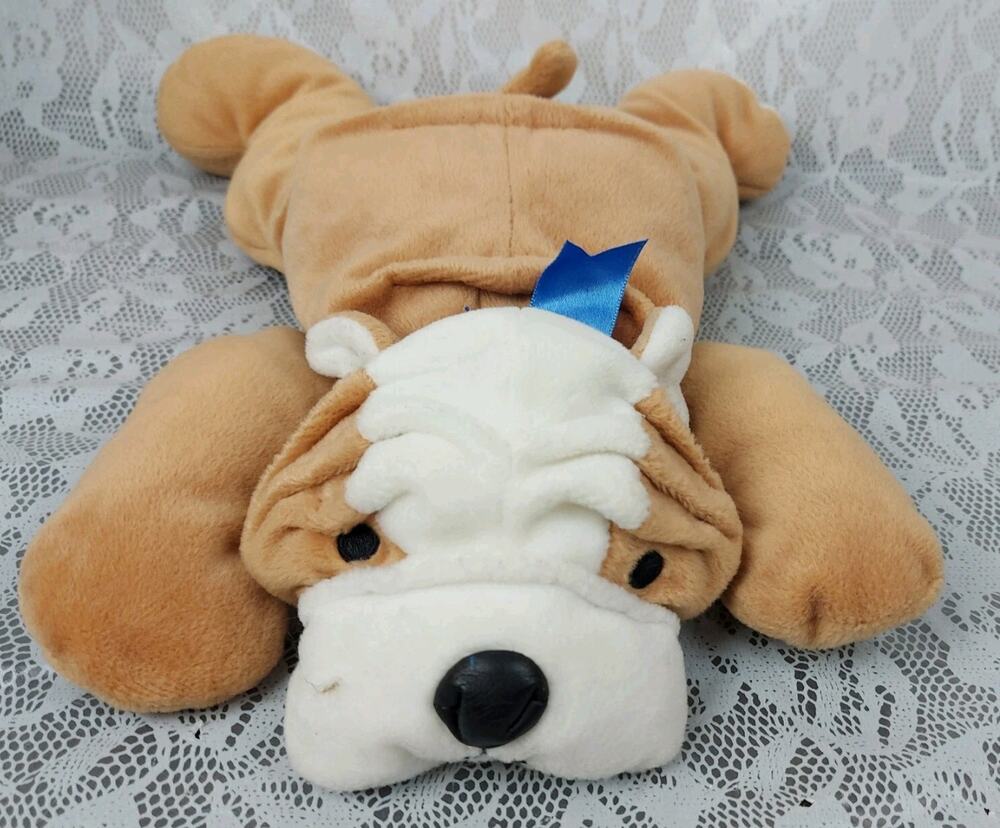 Ty Frenchie Bulldog Bruiser Puppy Dog Brown White 14" Plush Stuffed Pillow 1996